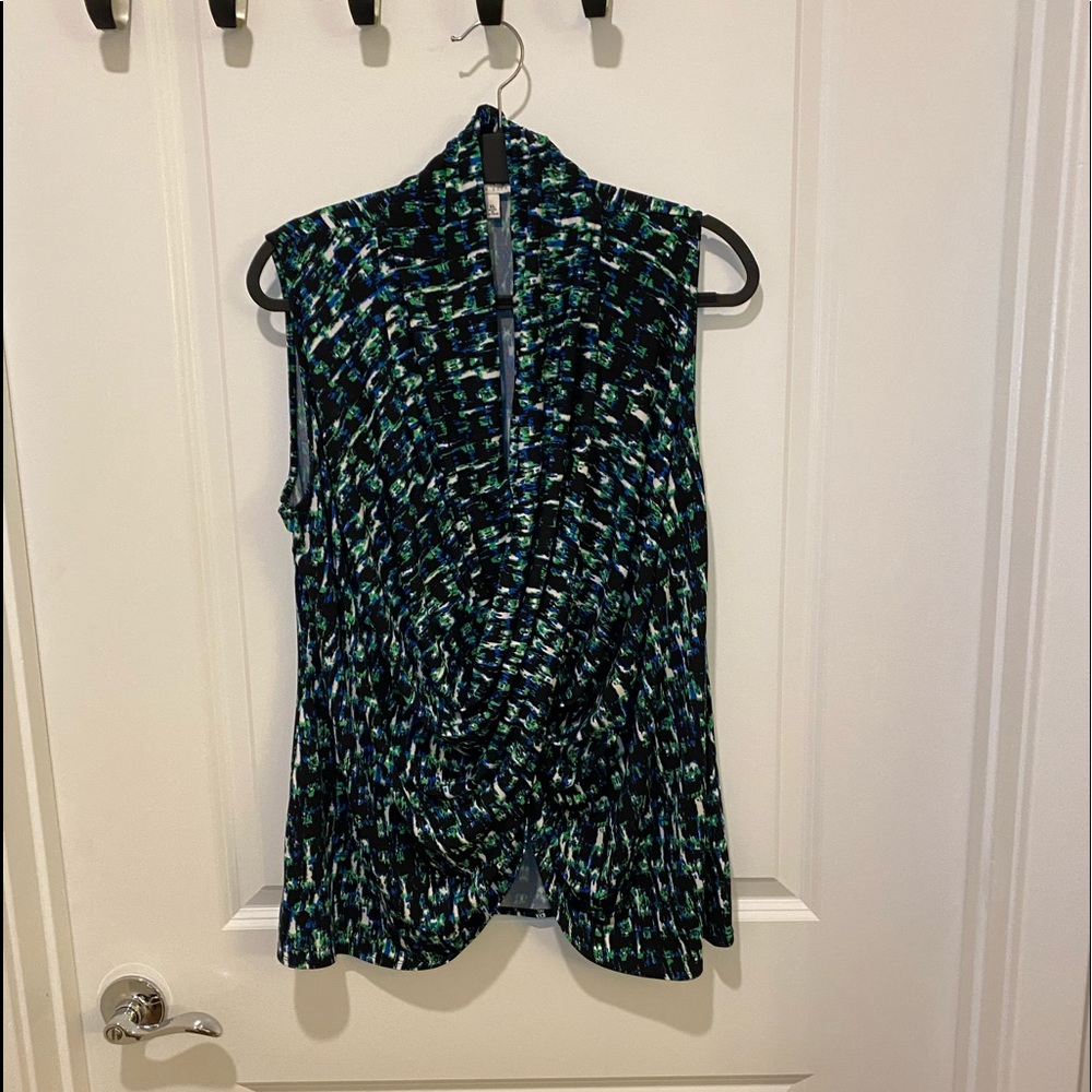 Chaus Sleeveless Blouse Green & Blue XL